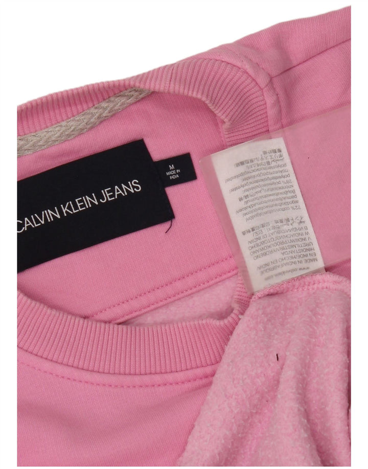 Calvin Klein Jeans Womens Graphic Sweatshirt Jumper UK 14 Medium Pink