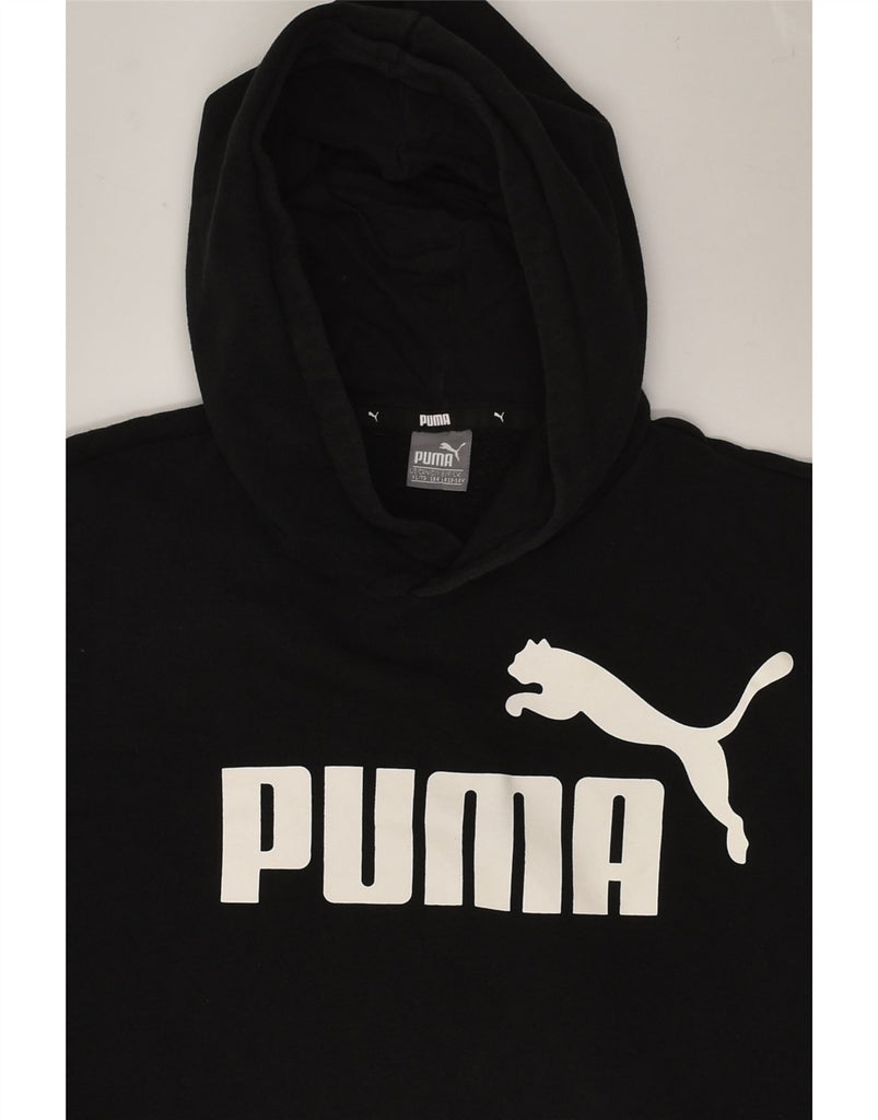 PUMA Boys Graphic Hoodie Jumper 13-14 Years Black Cotton | Vintage Puma | Thrift | Second-Hand Puma | Used Clothing | Messina Hembry 