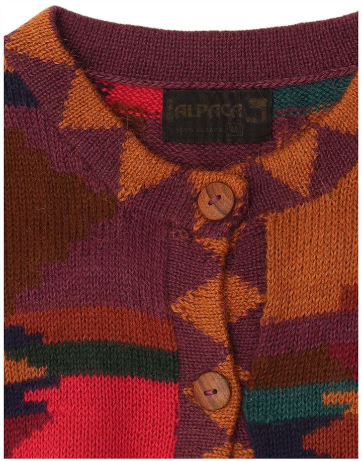 Vintage Womens Cardigan Sweater UK 14 Medium Multicoloured Geometric