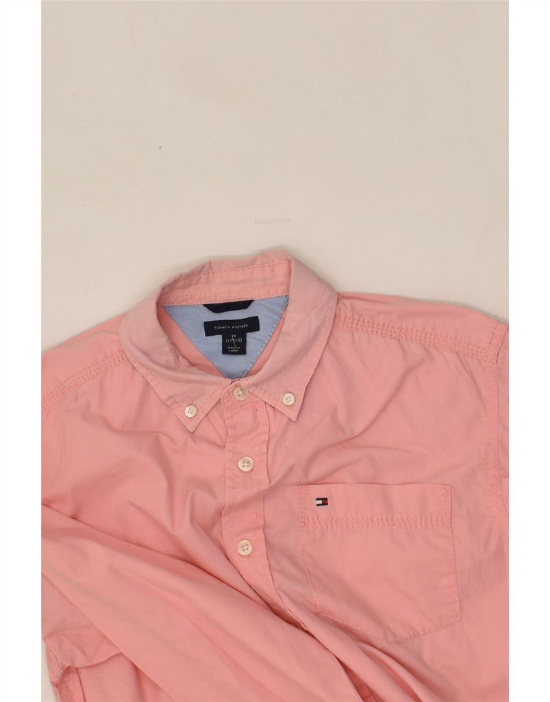 TOMMY HILFIGER Boys Shirt 12-13 Years Medium  Pink Cotton | Vintage Tommy Hilfiger | Thrift | Second-Hand Tommy Hilfiger | Used Clothing | Messina Hembry 