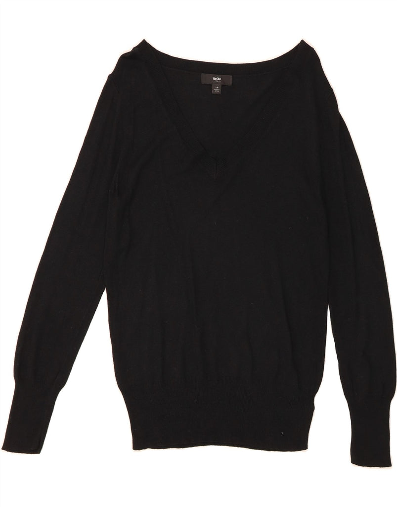 MOSSIMO Womens V-Neck Jumper Sweater UK 16 Large Black Nylon Vintage Mossimo and Second-Hand Mossimo from Messina Hembry 