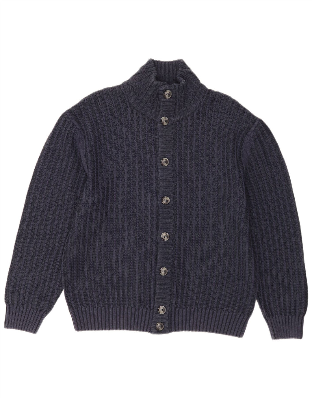 Vintage Mens Cardigan Sweater UK 40 Medium Navy Blue Cotton
