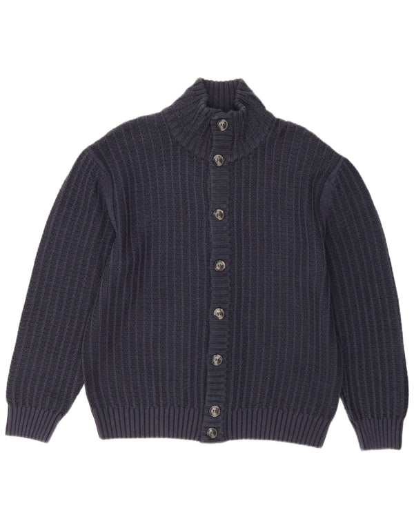 Vintage Mens Cardigan Sweater UK 40 Medium Navy Blue Cotton