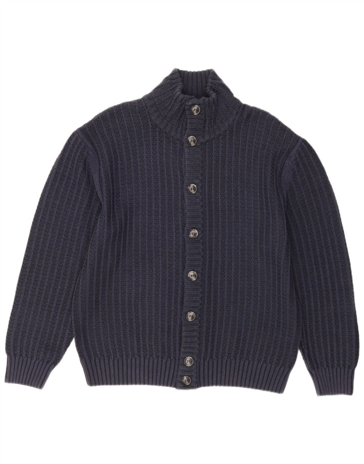 Vintage Mens Cardigan Sweater UK 40 Medium Navy Blue Cotton