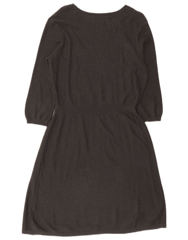 Fat Face Womens Knit 3/4 Sleeve A-Line Dress UK 12 Medium Grey Cotton