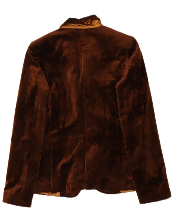Vintage Womens Velour Blazer Jacket IT 42 Medium Brown Polyester