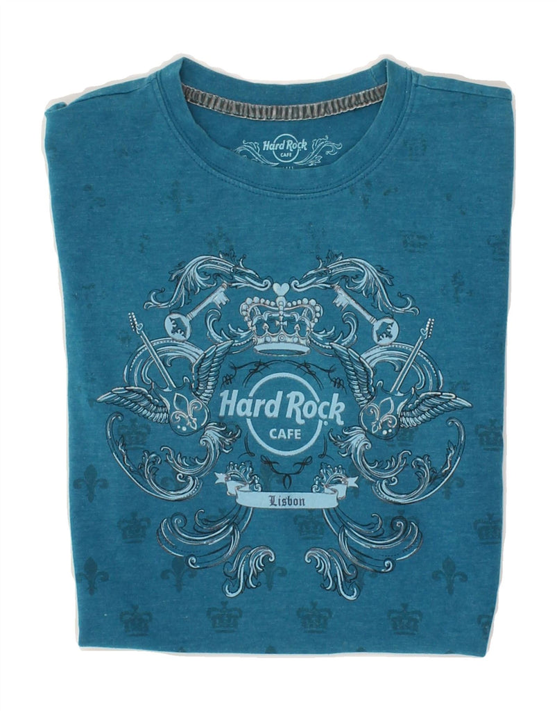 HARD ROCK CAFE Womens Lisbon Graphic T-Shirt Top Small Blue Cotton | Vintage Hard Rock Cafe | Thrift | Second-Hand Hard Rock Cafe | Used Clothing | Messina Hembry 