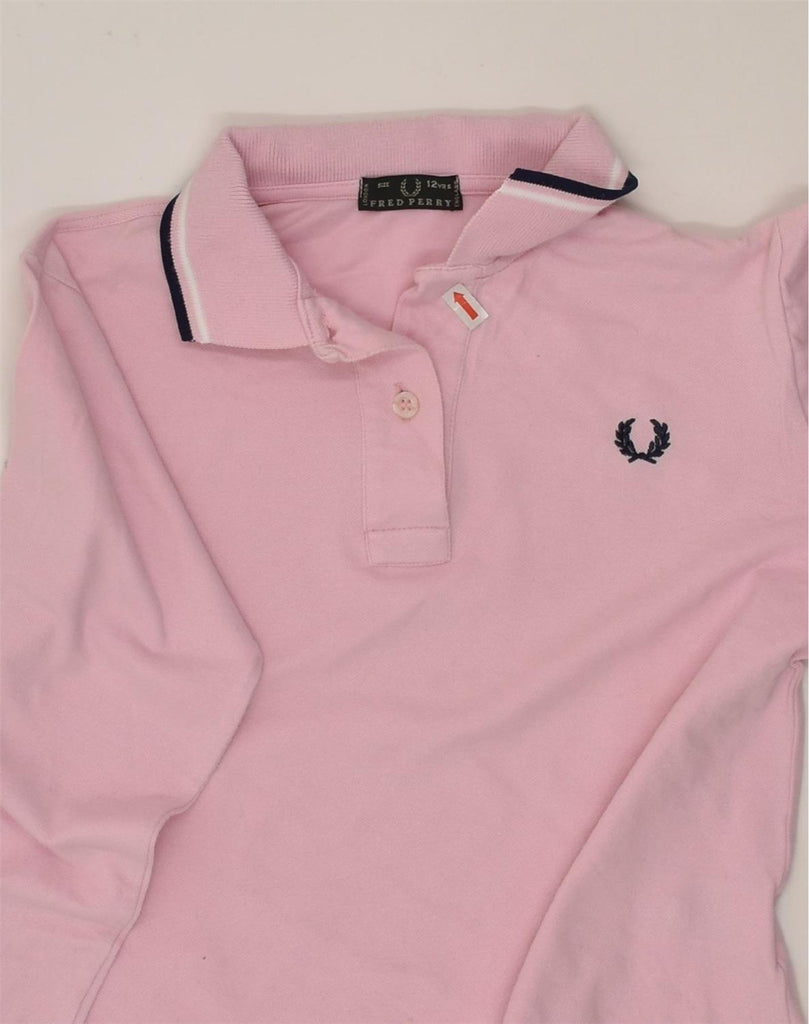 FRED PERRY Girls Long Sleeve Polo Shirt 11-12 Years Pink Cotton | Vintage Fred Perry | Thrift | Second-Hand Fred Perry | Used Clothing | Messina Hembry 