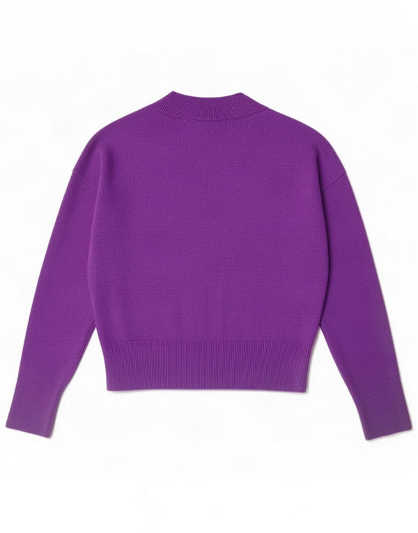 Massimo Dutti Womens V-Neck Jumper Sweater UK 14 Medium Purple Wool