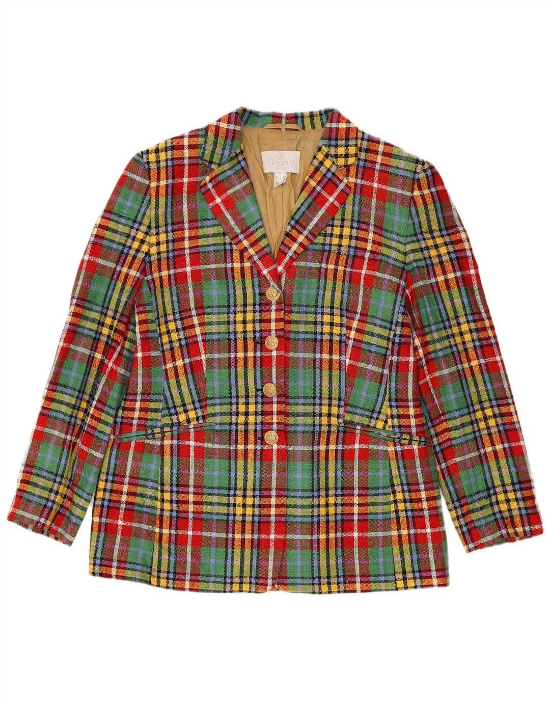 Elegance Paris Womens Blazer Jacket UK 16 Large Multicoloured Check
