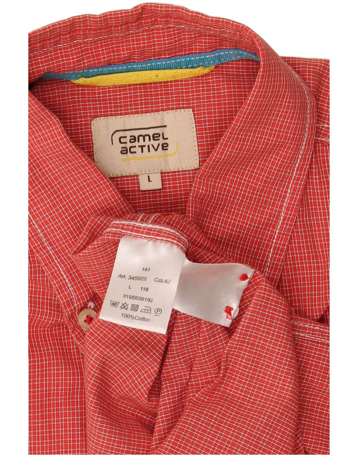Camel Active Mens Short Sleeve Shirt Large Red Check Cotton