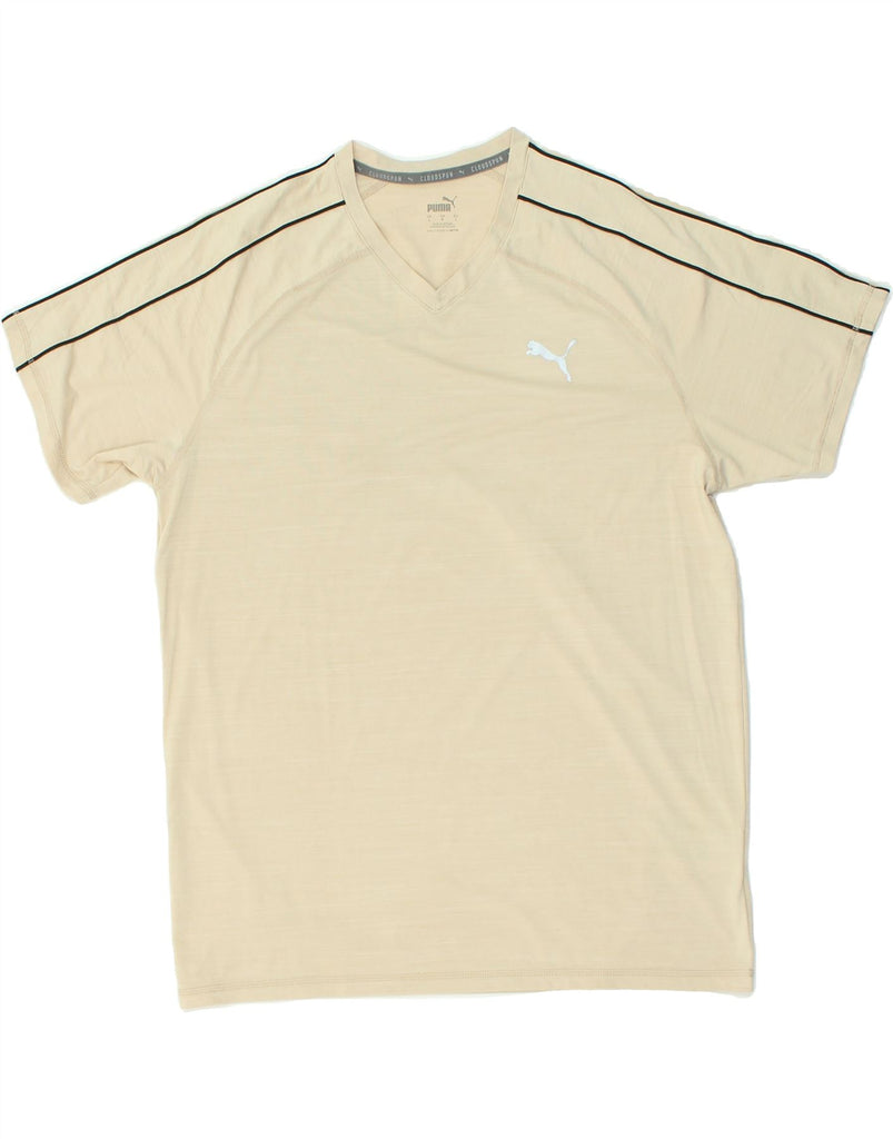 PUMA Mens T-Shirt Top Large Beige Polyester | Vintage Puma | Thrift | Second-Hand Puma | Used Clothing | Messina Hembry 