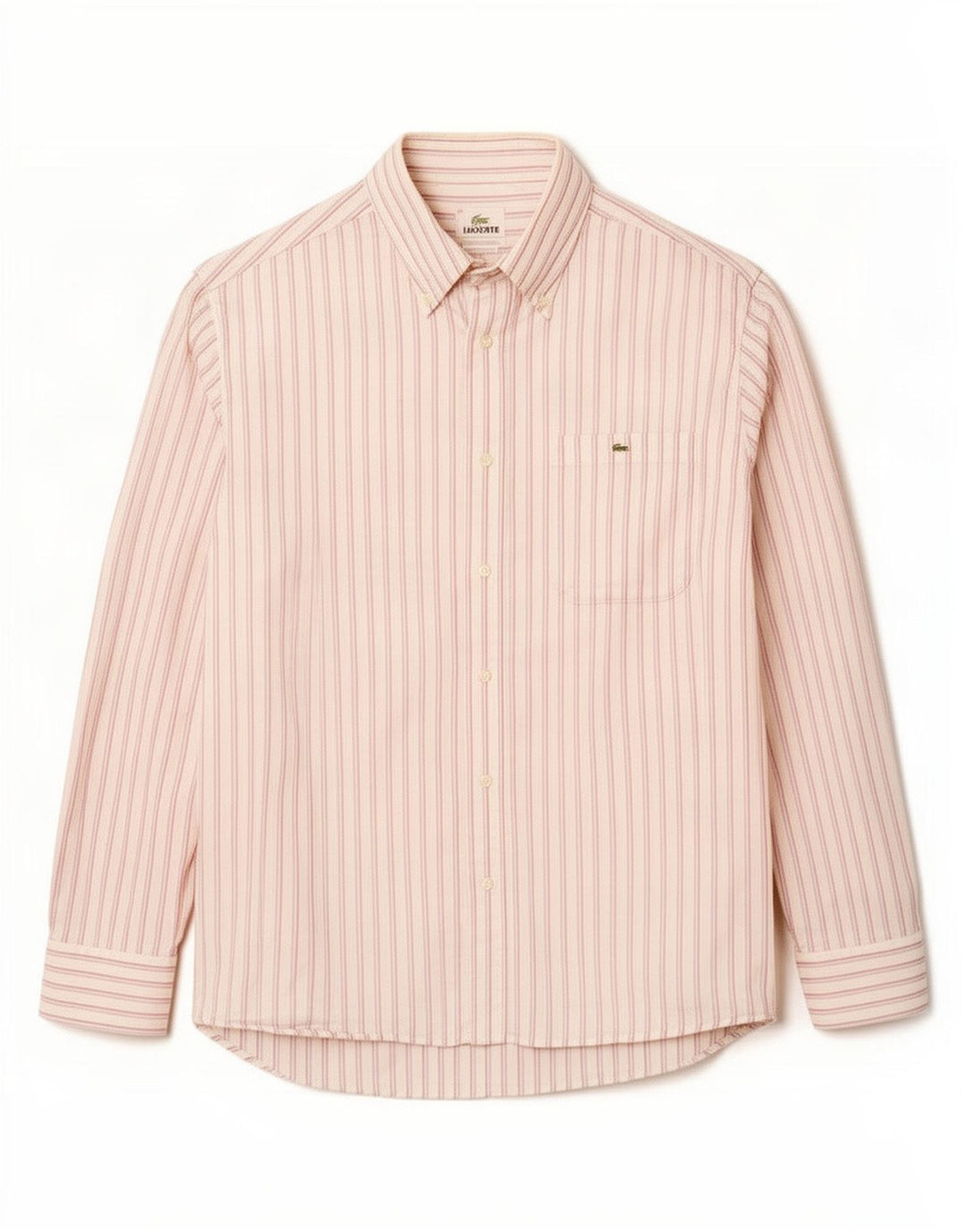 Lacoste Mens Shirt Size 40 Medium White Striped Cotton