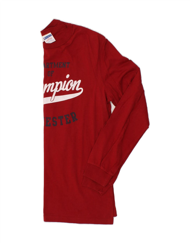 CHAMPION Mens Graphic Top Long Sleeve Large Red Cotton | Vintage Champion | Thrift | Second-Hand Champion | Used Clothing | Messina Hembry 