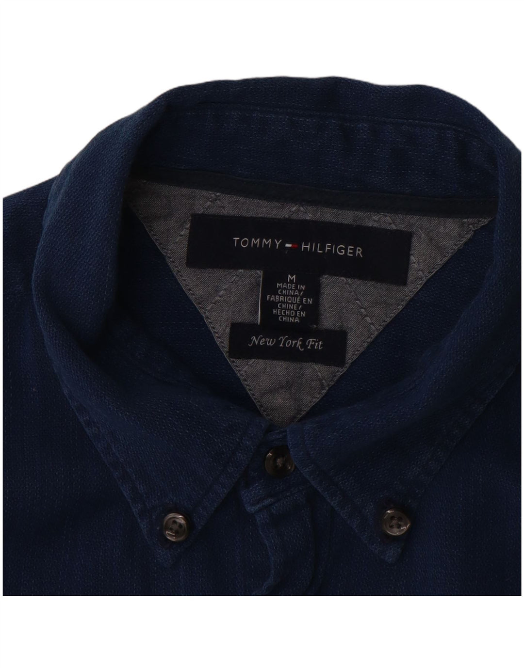 TOMMY HILFIGER Mens New York Fit Shirt Medium Blue Cotton