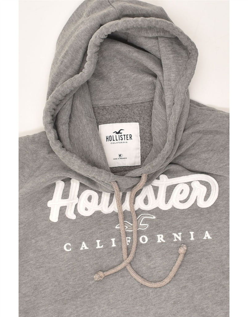 HOLLISTER Womens Graphic Hoodie Jumper UK 14 Medium Grey Cotton | Vintage Hollister | Thrift | Second-Hand Hollister | Used Clothing | Messina Hembry 