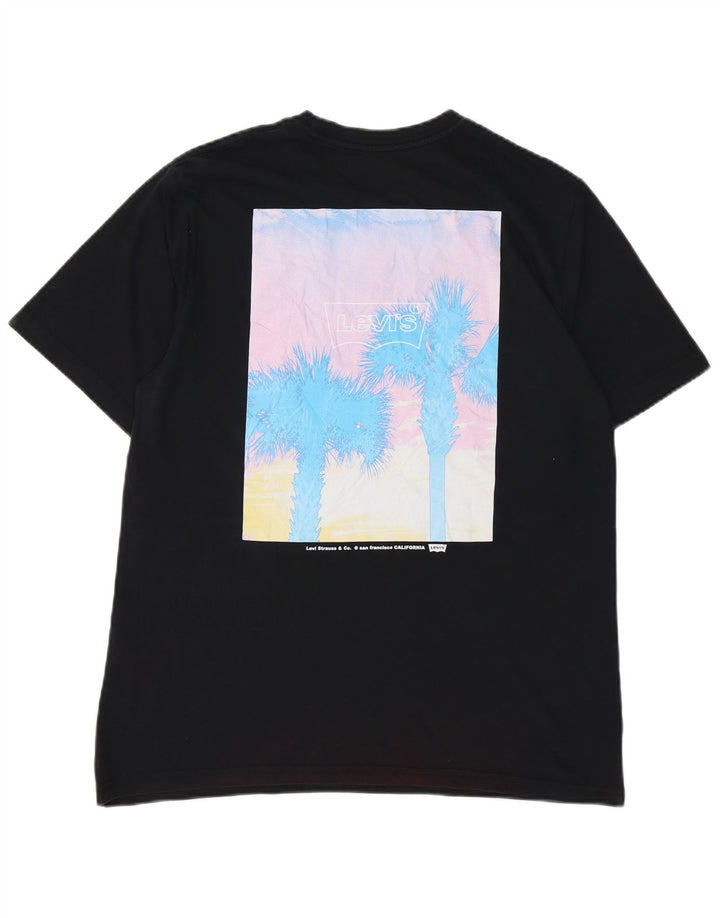 LEVI'S Mens Relaxed Fit Graphic T-Shirt Top Medium Black Cotton