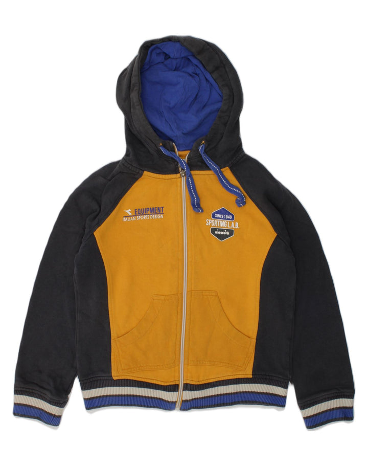 DIADORA Boys Zip Hoodie Sweater 7-8 Years Medium  Navy Blue Colourblock | Vintage Diadora | Thrift | Second-Hand Diadora | Used Clothing | Messina Hembry 