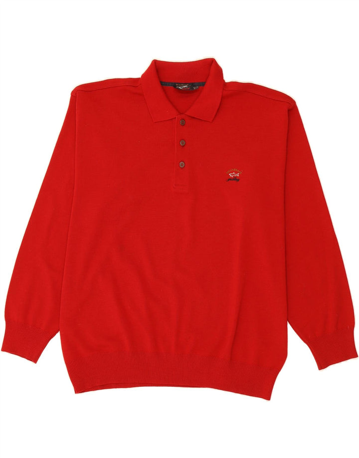 PAUL & SHARK Mens Polo Neck Jumper Sweater 2XL Red Wool