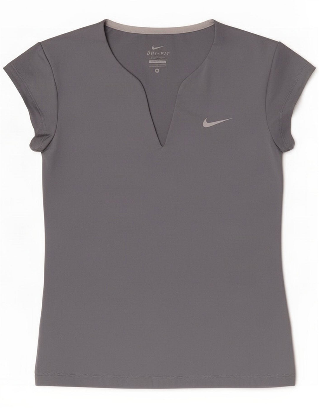 Nike Womens Dri Fit T-Shirt Top UK 12 Medium Grey Polyester