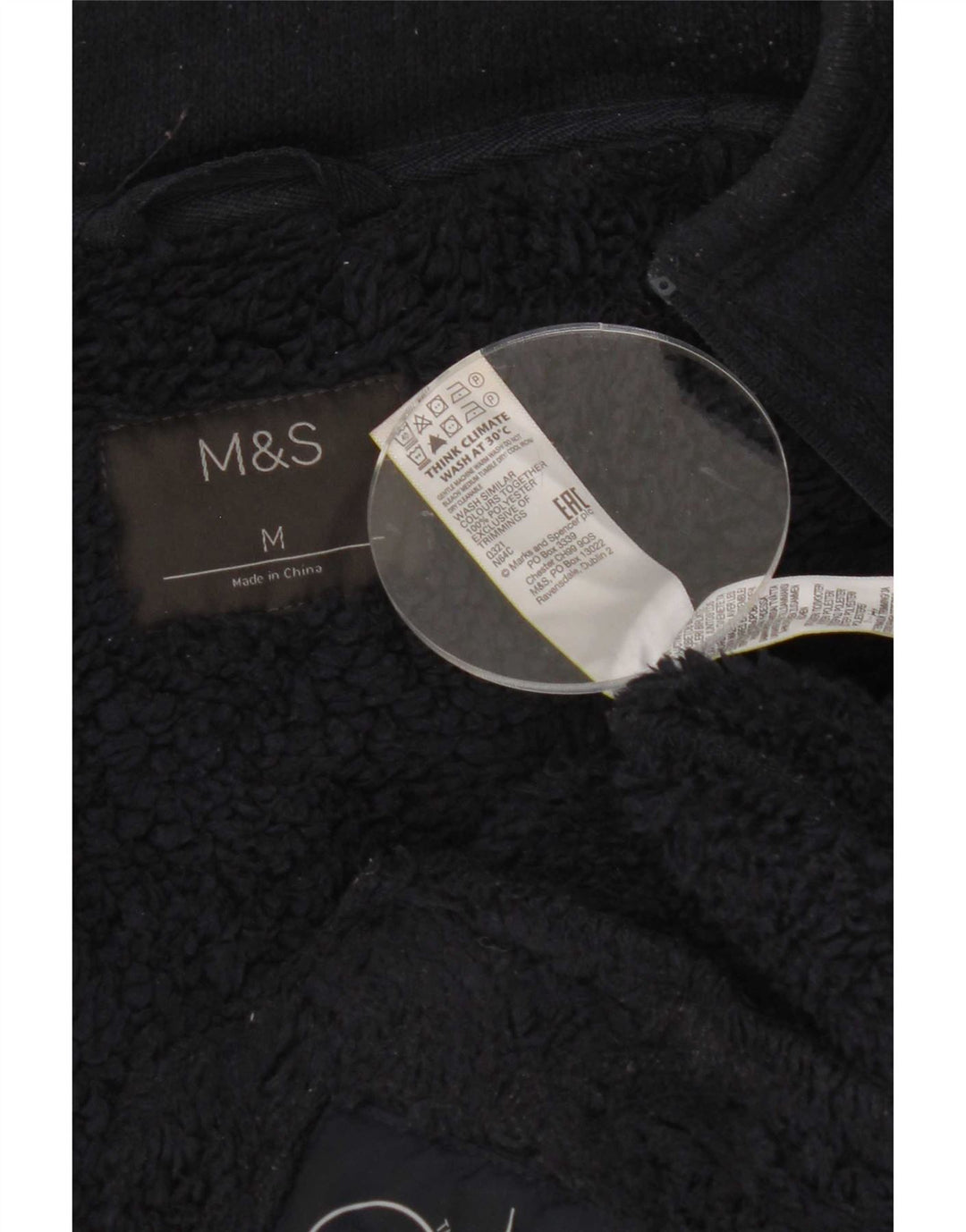 Marks & Spencer Mens Sherpa Tracksuit Top Jacket Medium Navy Blue Polyester