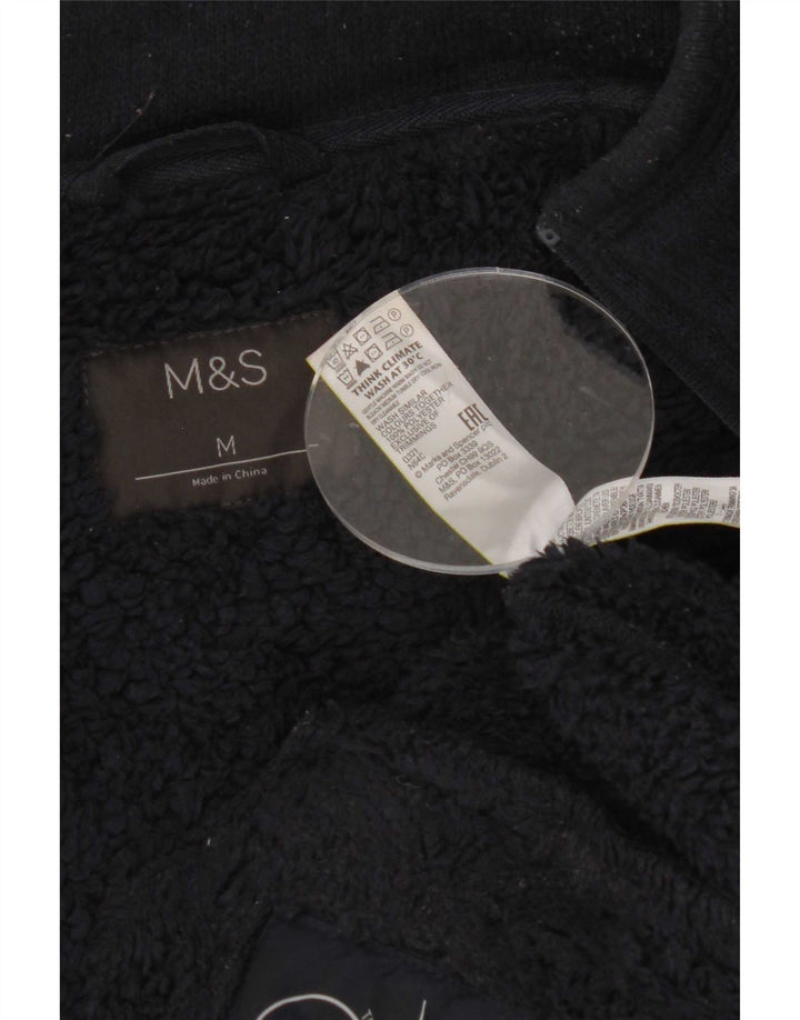Marks & Spencer Mens Sherpa Tracksuit Top Jacket Medium Navy Blue Polyester