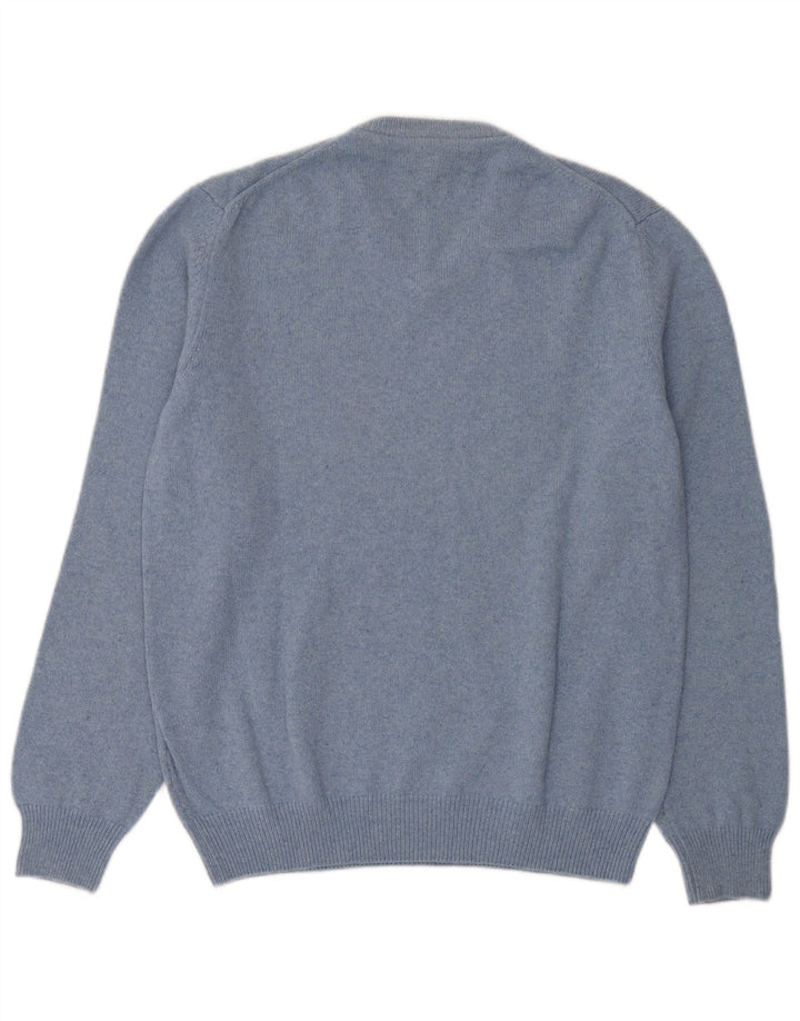 MARLBORO CLASSICS Mens V-Neck Jumper Sweater Large Blue Wool