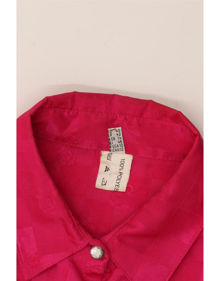 VINTAGE Womens Shirt Blouse UK 14 Large Pink Geometric Polyester Vintage Vintage and Second-Hand Vintage from Messina Hembry 