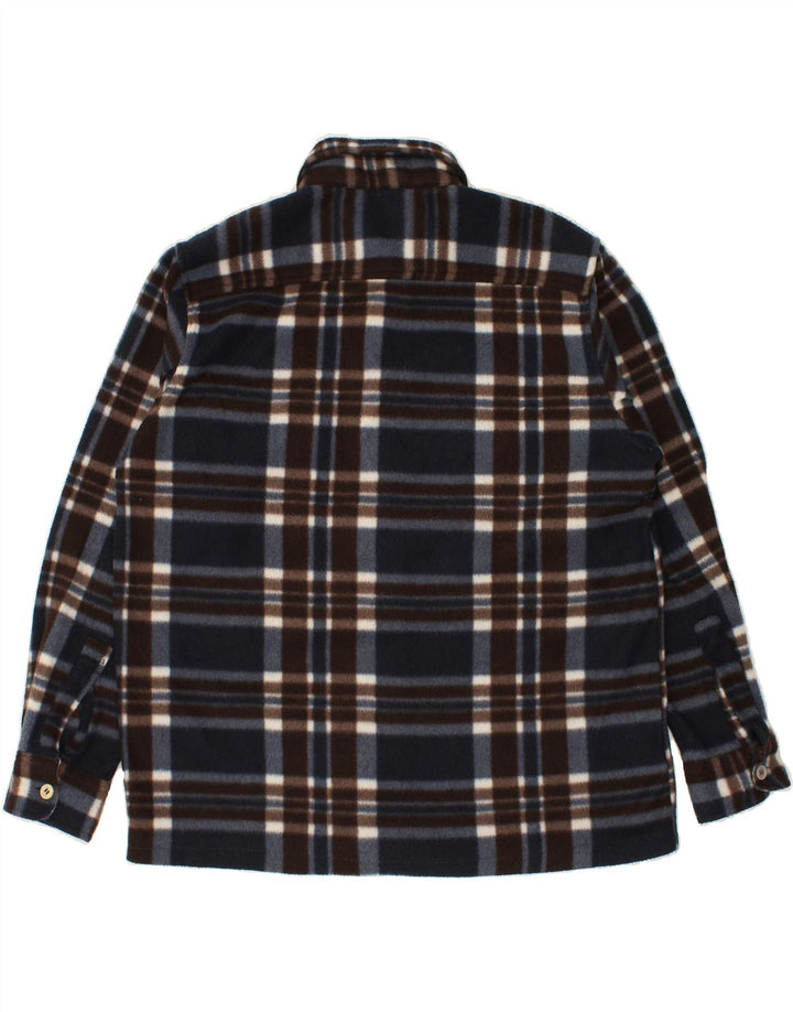 VINTAGE Mens Fleece Shirt XL Navy Blue Check Cotton Vintage Vintage and Second-Hand Vintage from Messina Hembry 