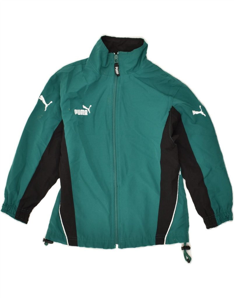 PUMA Boys Tracksuit Top Jacket 7-8 Years Small Green Polyester | Vintage Puma | Thrift | Second-Hand Puma | Used Clothing | Messina Hembry 