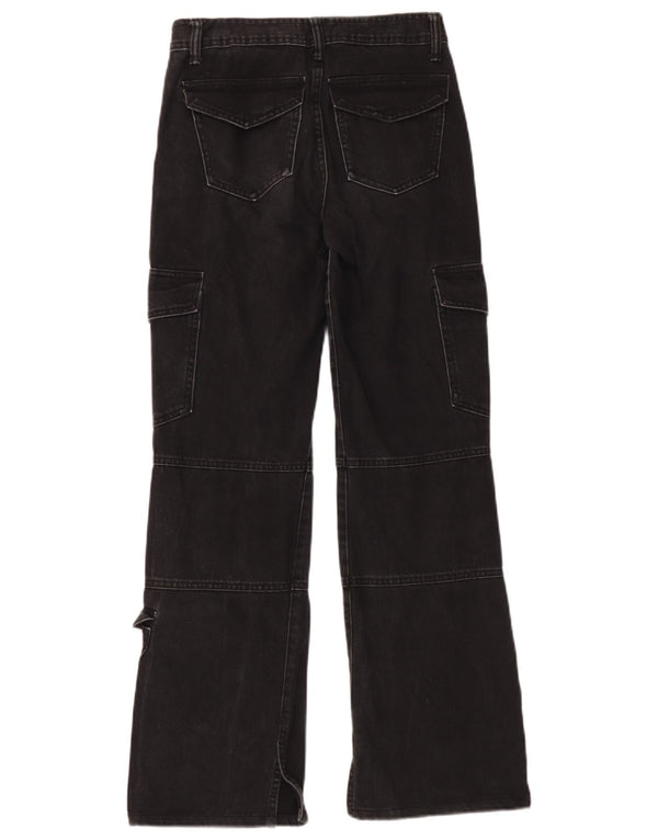 Zara Womens Cargo Loose Jeans EU 32 2XS W22 L30 Black Cotton
