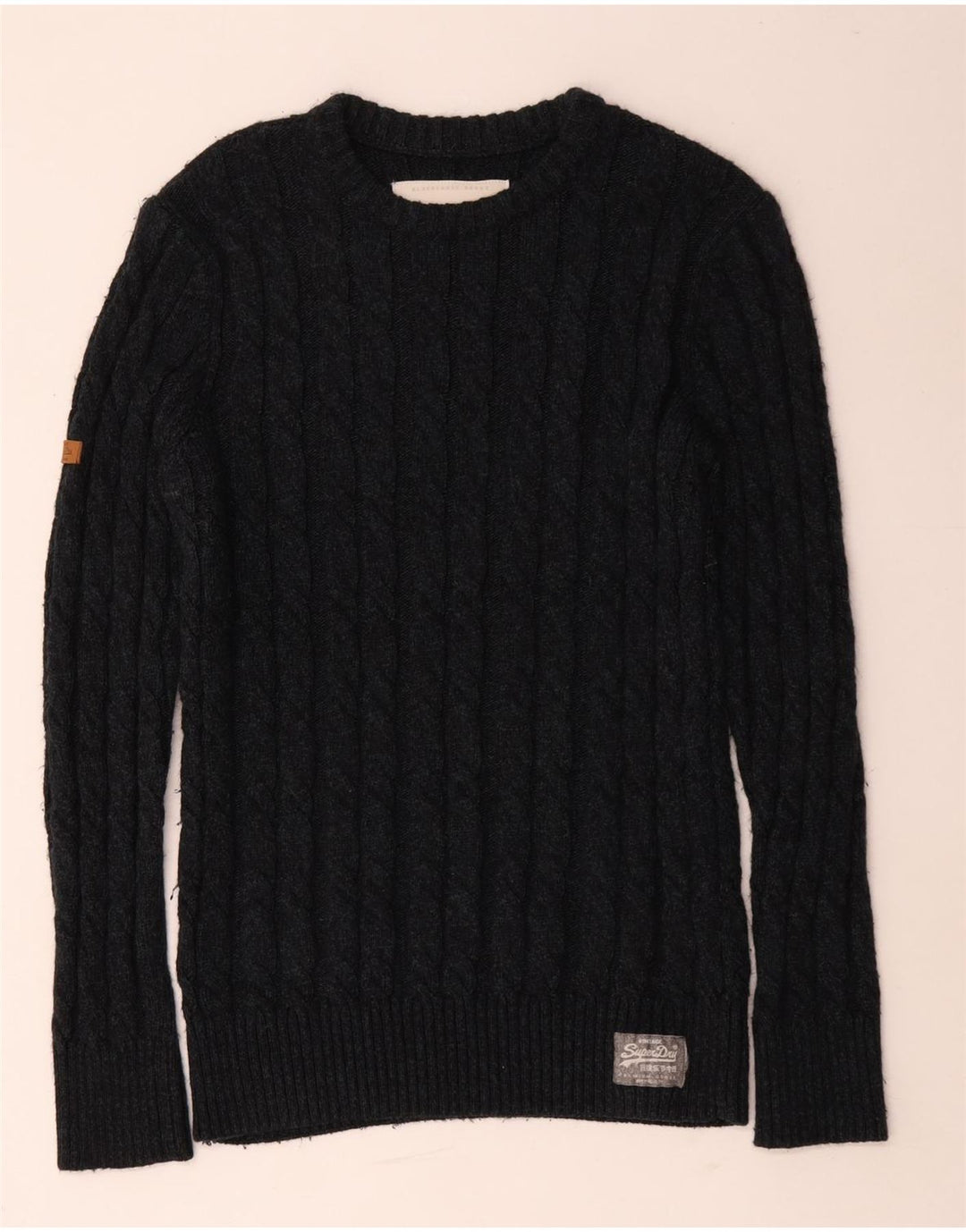 Superdry Mens Boat Neck Jumper Sweater XL Black Acrylic