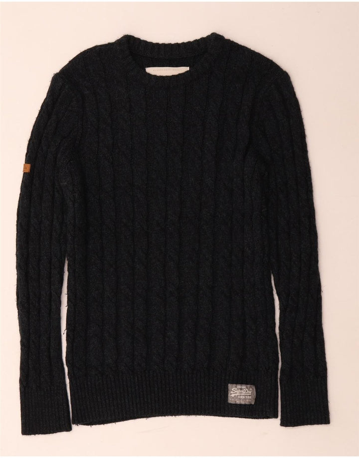 Superdry Mens Boat Neck Jumper Sweater XL Black Acrylic