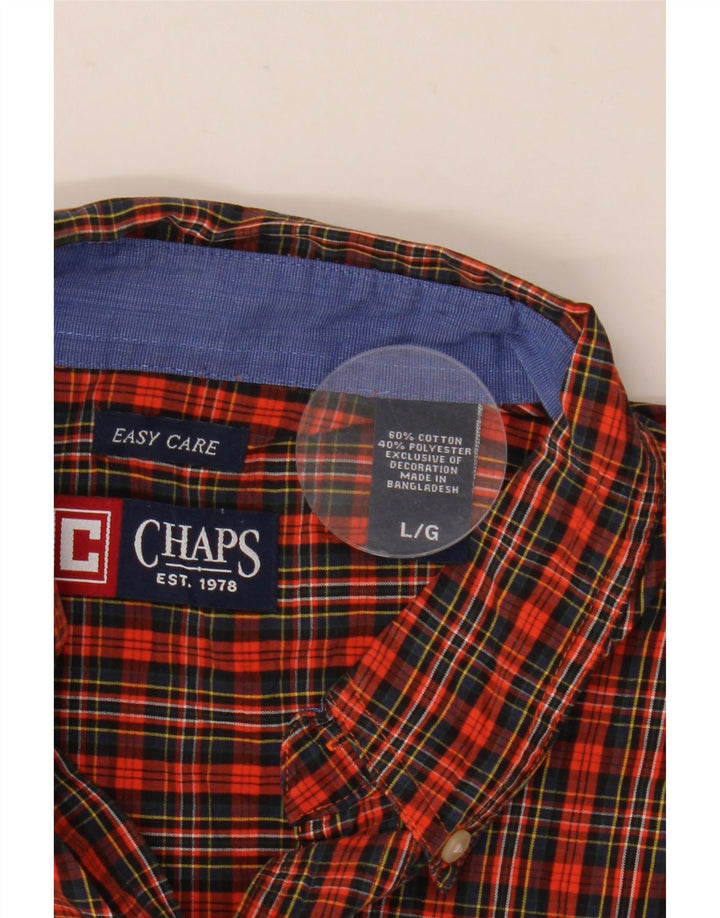 Chaps Mens Shirt Large Orange Check Cotton