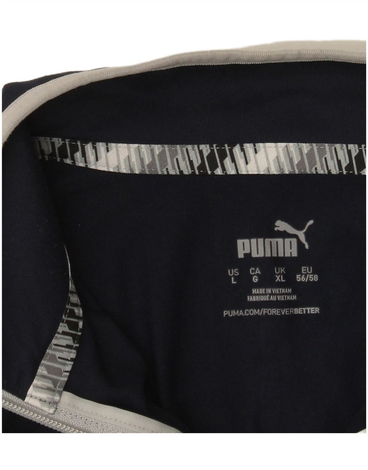 Puma Mens Zip Neck Pullover Tracksuit Top XL Navy Blue Colourblock
