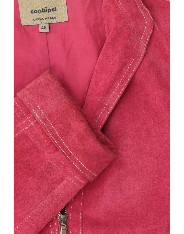 Conbipel Womens Suede Jacket IT 46 Large Pink Leather