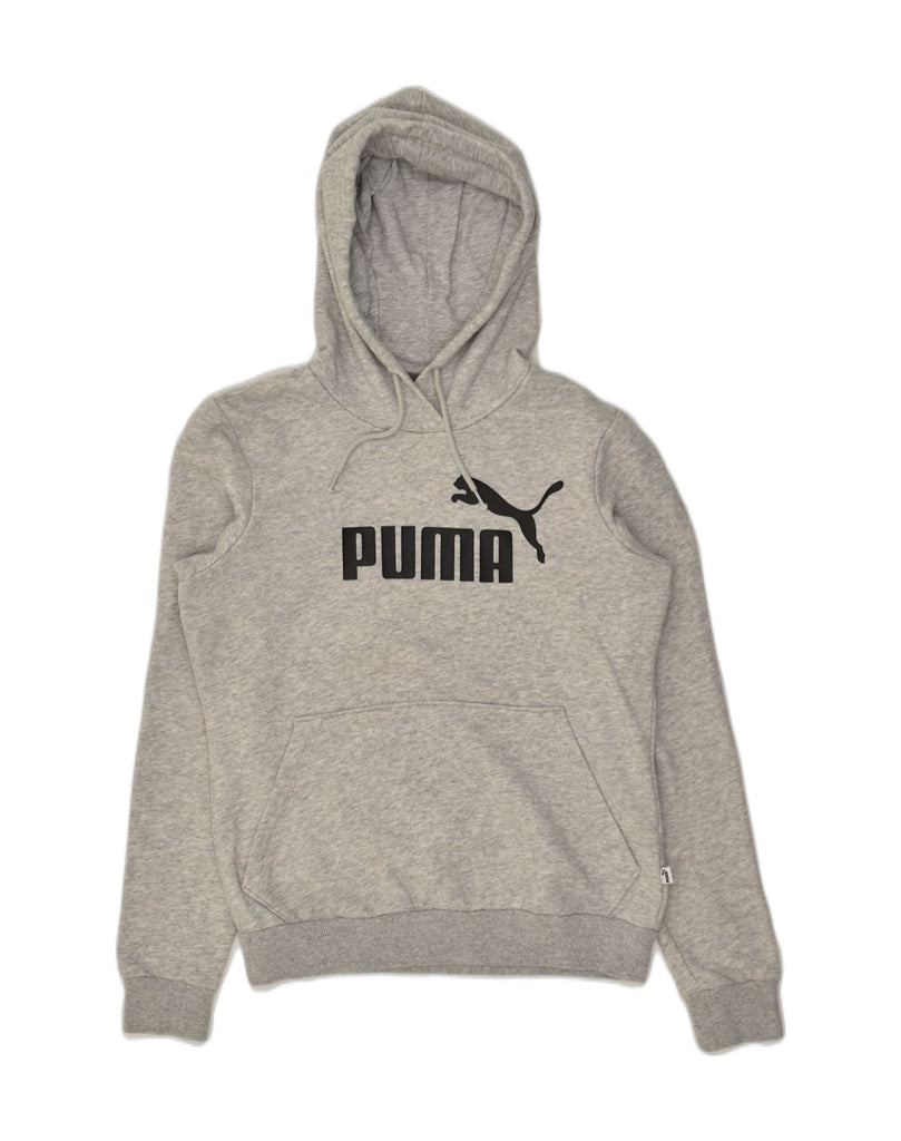 PUMA Womens Graphic Hoodie Jumper UK 10 Small Grey Polyester | Vintage Puma | Thrift | Second-Hand Puma | Used Clothing | Messina Hembry 