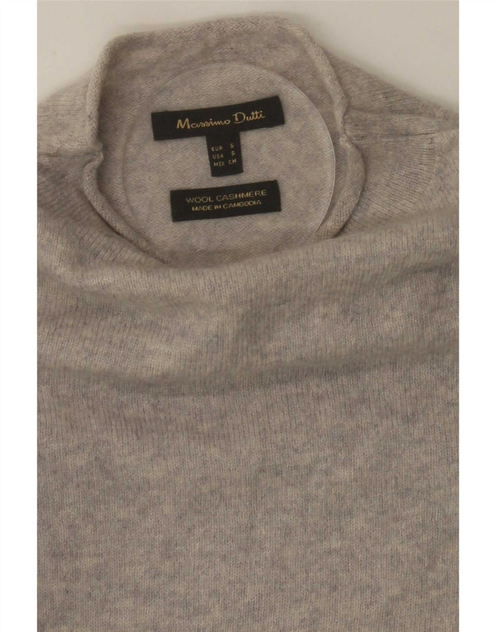 Massimo Dutti Womens Turtle Neck Jumper Sweater UK 10 Small Grey Wool