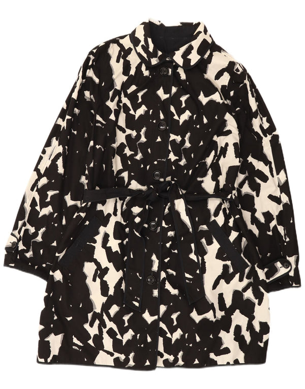 HOBBS Womens Abstract Pattern Reversible Overcoat UK 16 Large  Black