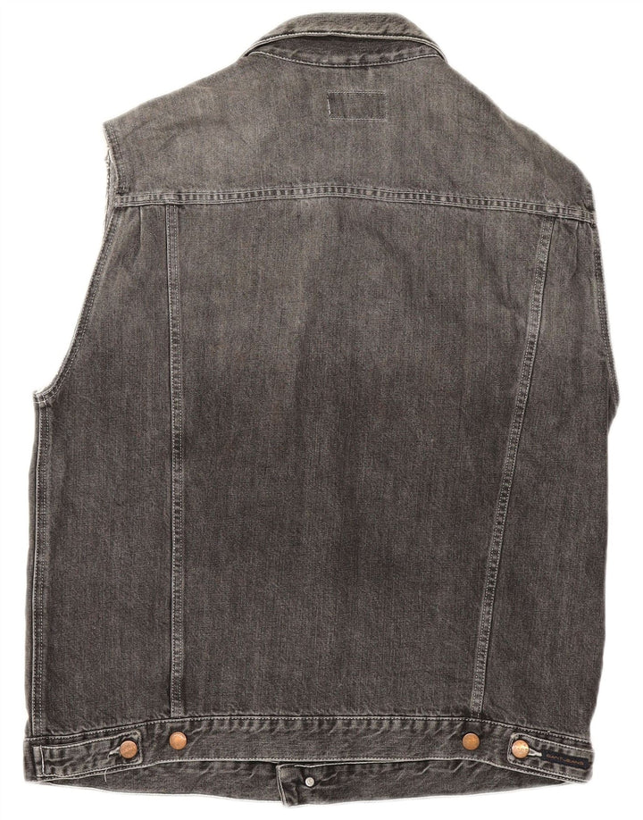 Gant Mens Denim Gilet UK 40 Large Grey Cotton