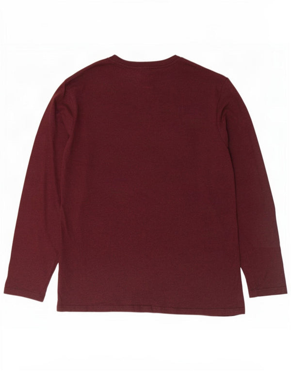 Marks & Spencer Mens Regular Fit Top Long Sleeve XL Burgundy Cotton