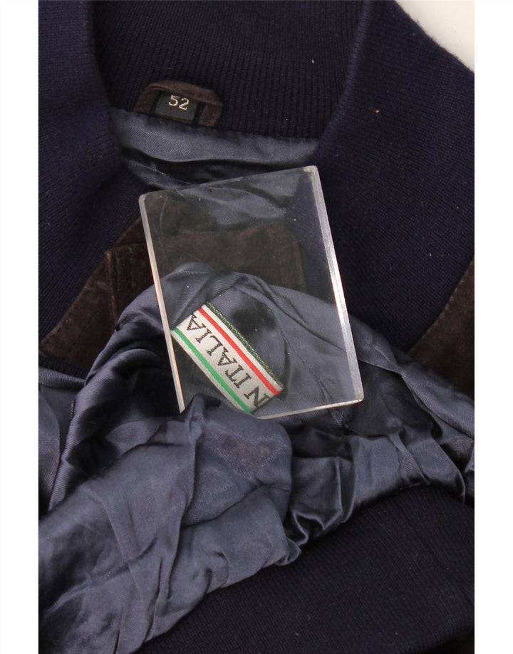 VINTAGE Mens Suede Bomber Jacket IT 52 XL Purple