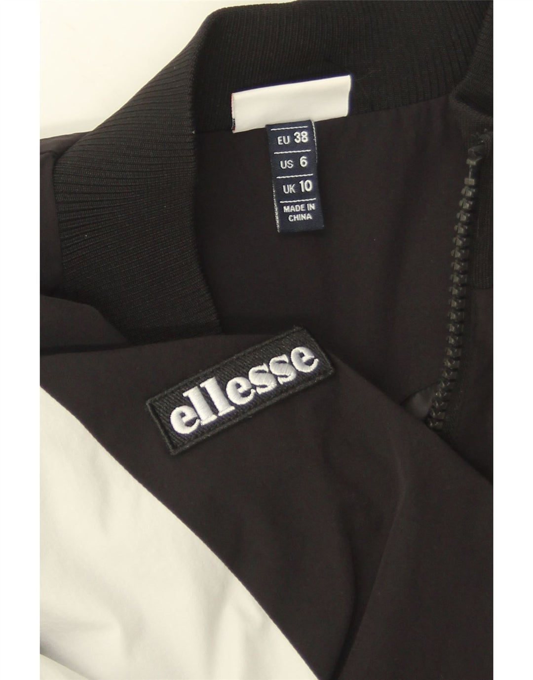 Ellesse Womens Crop Tracksuit Top Jacket UK 10 Small Black Colourblock