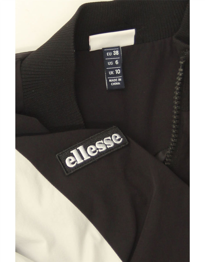 Ellesse Womens Crop Tracksuit Top Jacket UK 10 Small Black Colourblock