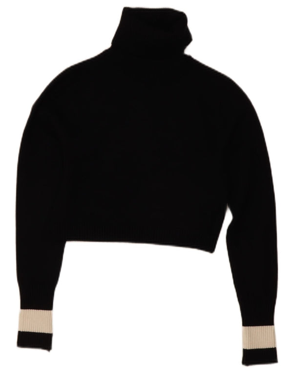 Zara Womens Crop Roll Neck Jumper Sweater UK 12 Medium Black Colourblock