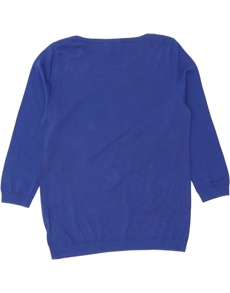 MASSIMO DUTTI Womens 3/4 Sleeve Boat Neck Jumper Sweater UK 12 Medium Blue Vintage Massimo Dutti and Second-Hand Massimo Dutti from Messina Hembry 