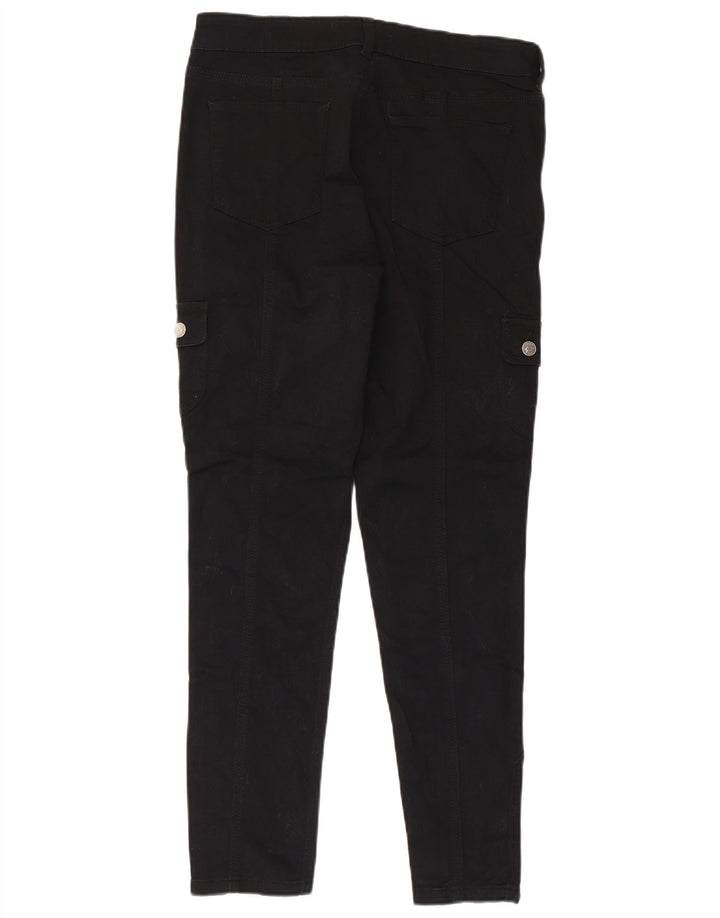 Oasis Womens Slim Cargo Trousers UK 14 Large W32 L27 Black Cotton