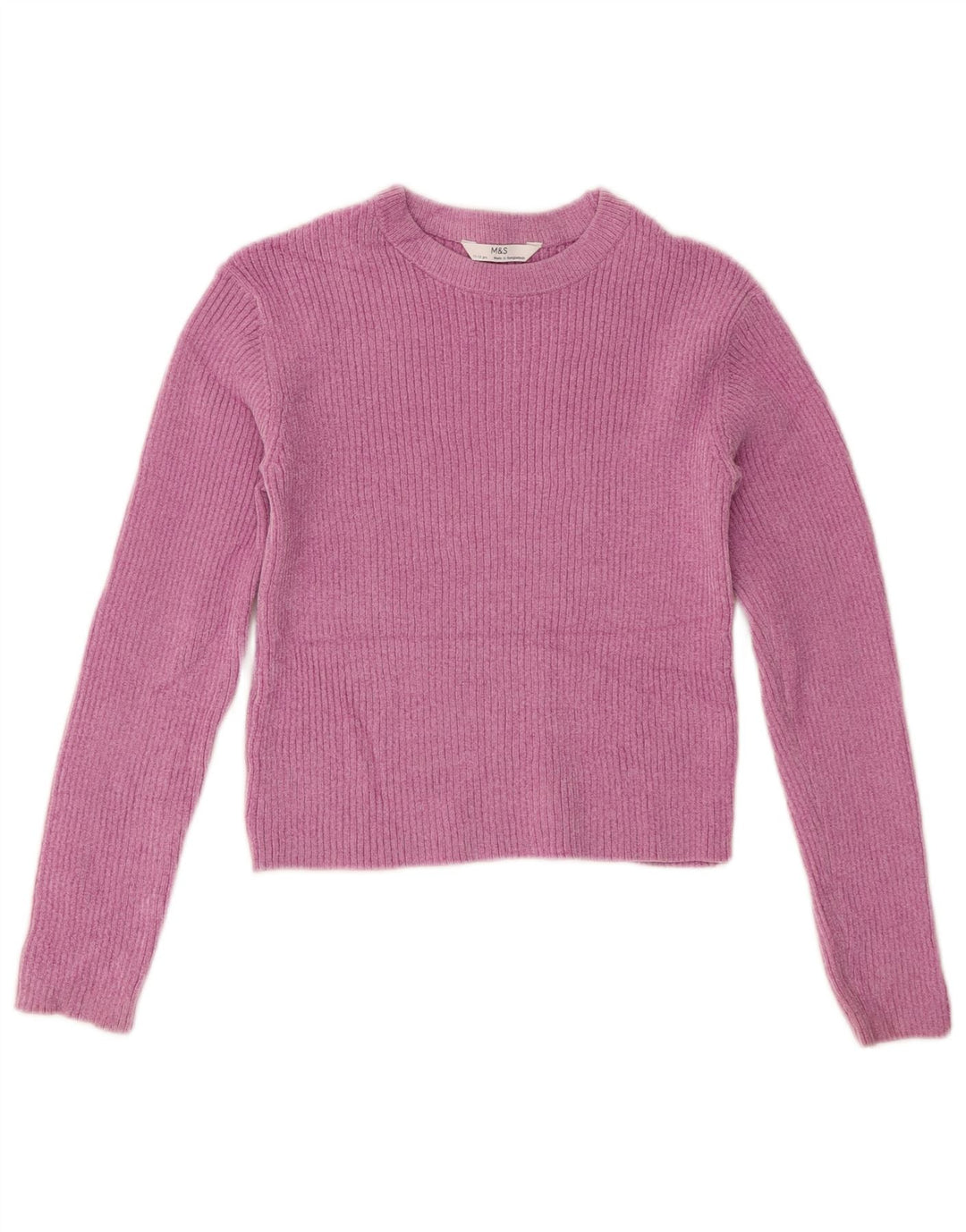 Marks & Spencer Girls Crop Top Long Sleeve 11-12 Years Pink Polyester