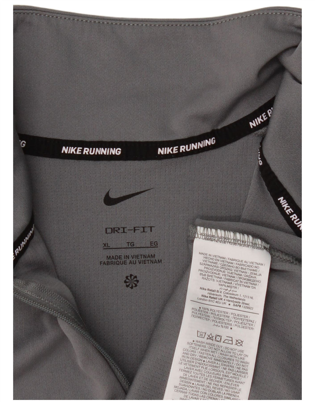 Nike Mens Dri Fit Zip Neck Pullover Tracksuit Top XL Grey Polyester