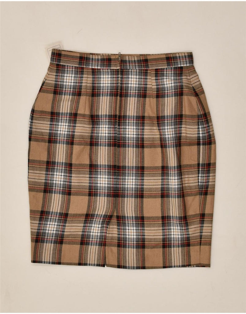 VOGUE Womens Pencil Skirt IT 44 Medium W28  Brown Plaid Viscose | Vintage Vogue | Thrift | Second-Hand Vogue | Used Clothing | Messina Hembry 